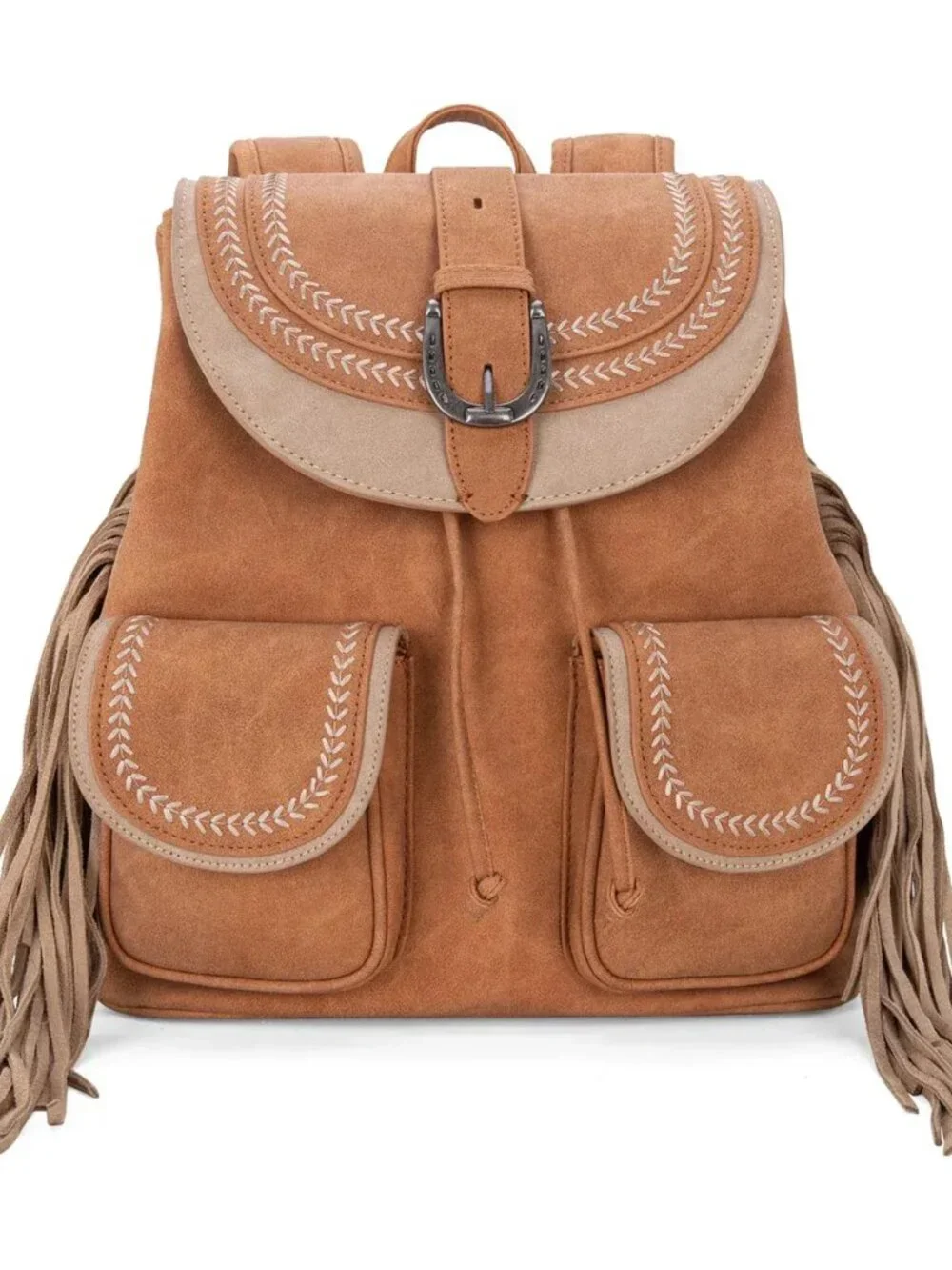 Montana West Fringe Buckle Collection Backpack Wallet Set - Tan
